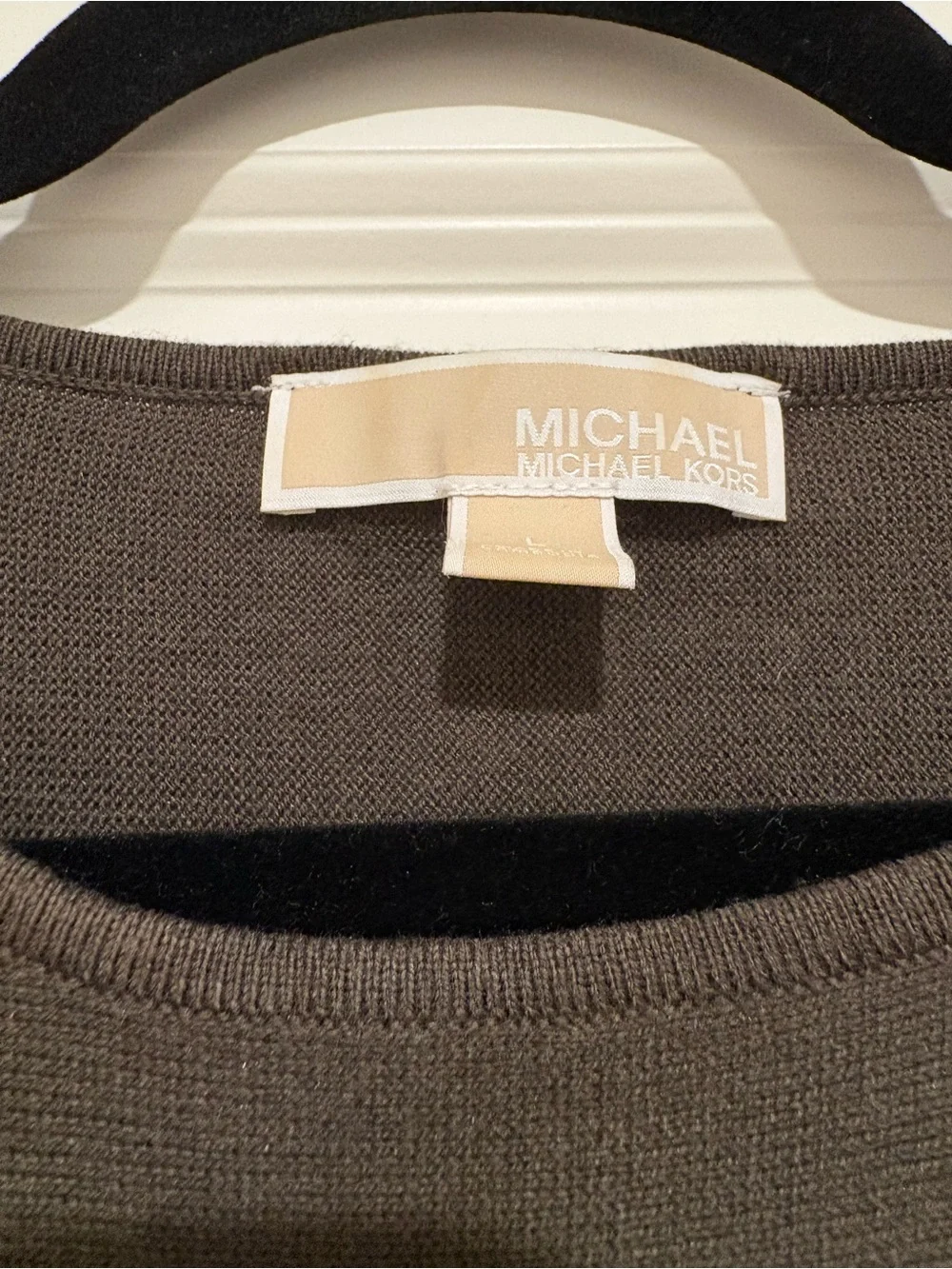 Michael Kors Olive Green Long Sleeve Scoop Neck Tunic Sweater